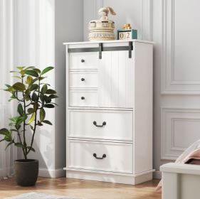 51'' Farmhouse Drawer Chest With Sliding Door