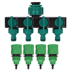 4 Way Garden Hose Faucet Splitter with a Quick Connector Irrigation Fitting