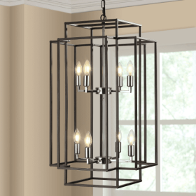 Industrial Farmhouse Chandelier - 8 Lantern Tiered