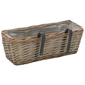 2 pcs Wicker Balcony Planter with PE Lining by vidaXL