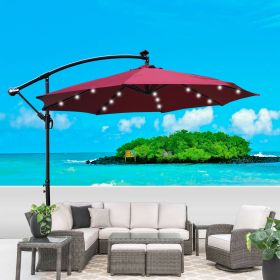 10ft Outdoor Patio Umbrella with Solar Powered LED Lighting