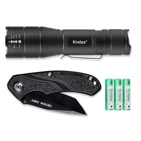 Small But Extremely Zoomable LED Tactical Handheld Flashlight With Knife