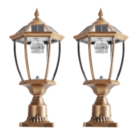 Vintage Gold Solar Pillar Lights
