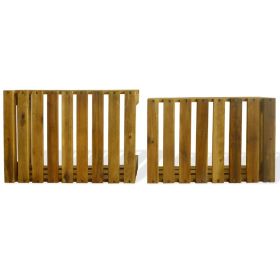 Set of 2 Solid Acacia Wood Apple Crates