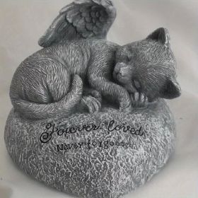 1pc Cat Memorial Stone Or Resin Statue