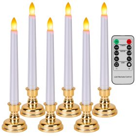 6 Packs Flameless LED Taper Candles 9.8in
