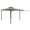 Patio 9.8ft.L x 9.8ft.W Gazebo with Extended Side Awning and LED Light