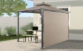 Patio 9.8ft.L x 9.8ft.W Gazebo with Extended Side Awning and LED Light