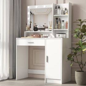 Vanity Desk With Mirror Light (Color: White)