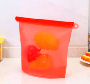 Silicone food fresh-keeping sealed storage bags (Option: Red-500ml)