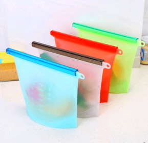 Silicone food fresh-keeping sealed storage bags (Option: 4 colors-1000ml)