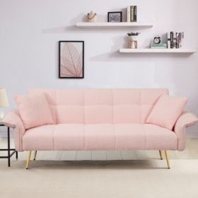 Futon Sofa Bed (Color: Pink)