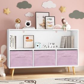 Fiberboard Children's Bookshelf (Option: WhitePink)