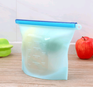 Silicone food fresh-keeping sealed storage bags (Option: Blue-1000ml)