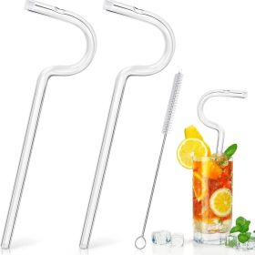 2 drinking straws and 1 cleaning brush - Flute Style Design (Option: Transparent)