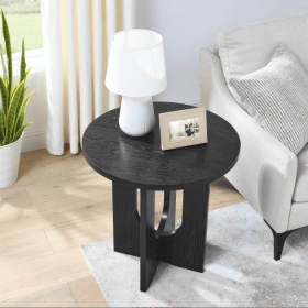 Simple Round Side Table (Color: Black)