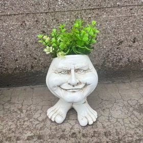 1pc Resin Planter Statue Vase (Color: Father John)